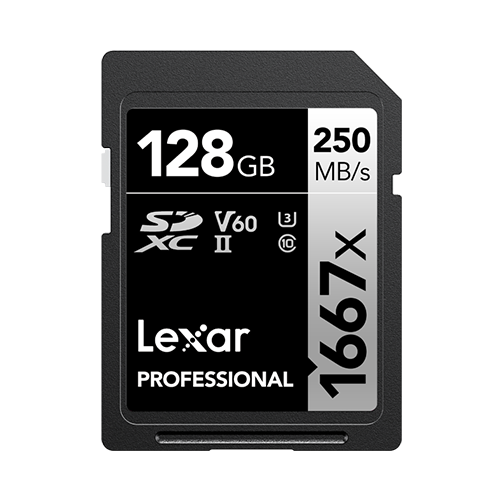 Lexar Professional SDXC Memory Card, 1667x 128GB Class 10, UHS-II, U3, 2/PK