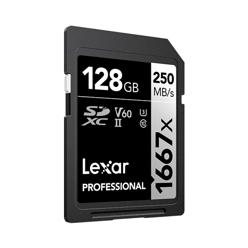 Lexar Professional SDXC Memory Card, 1667x 128GB Class 10, UHS-II, U3, 2/PK