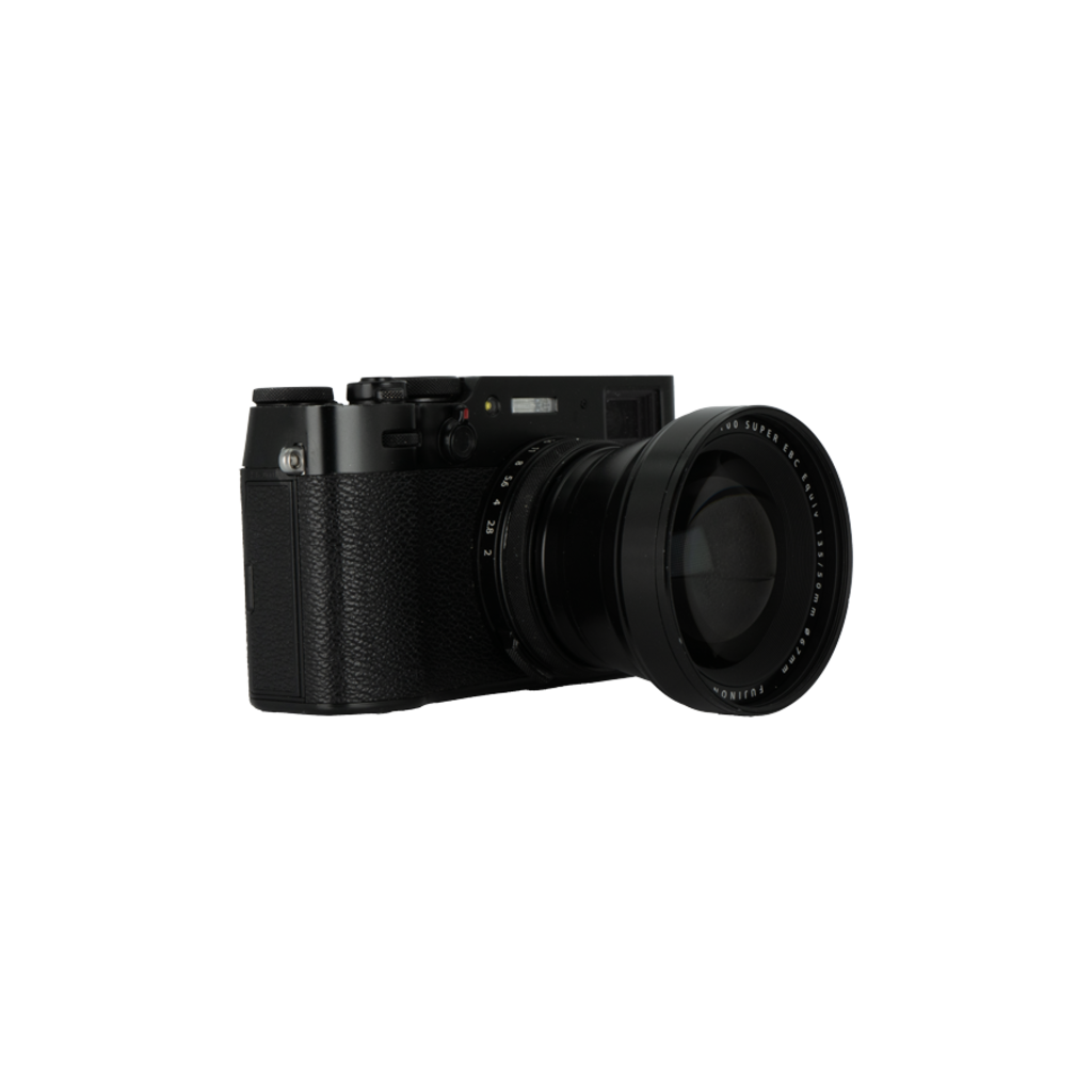 Fujifilm X100V APS-C fixed lens camera with 135mm teleconverter