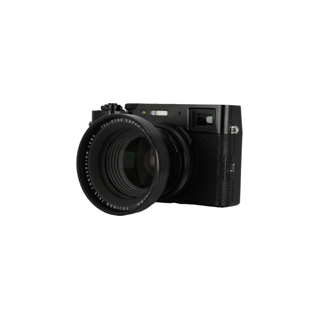 Fujifilm X100V APS-C fixed lens camera with 135mm teleconverter