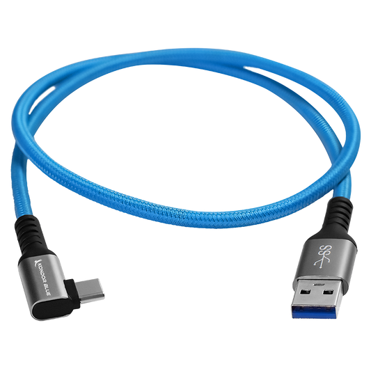 Kondor Blue USB-A to USB-C Right Angle High Speed Data and Power Cable