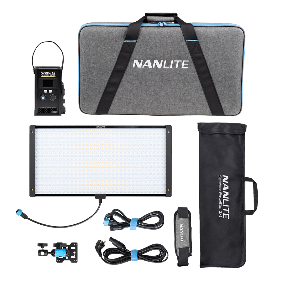 Nanlite PavoSlim 120B 2x1 Bi Color LED Panel Light with Softbox & Eggcrate Kit