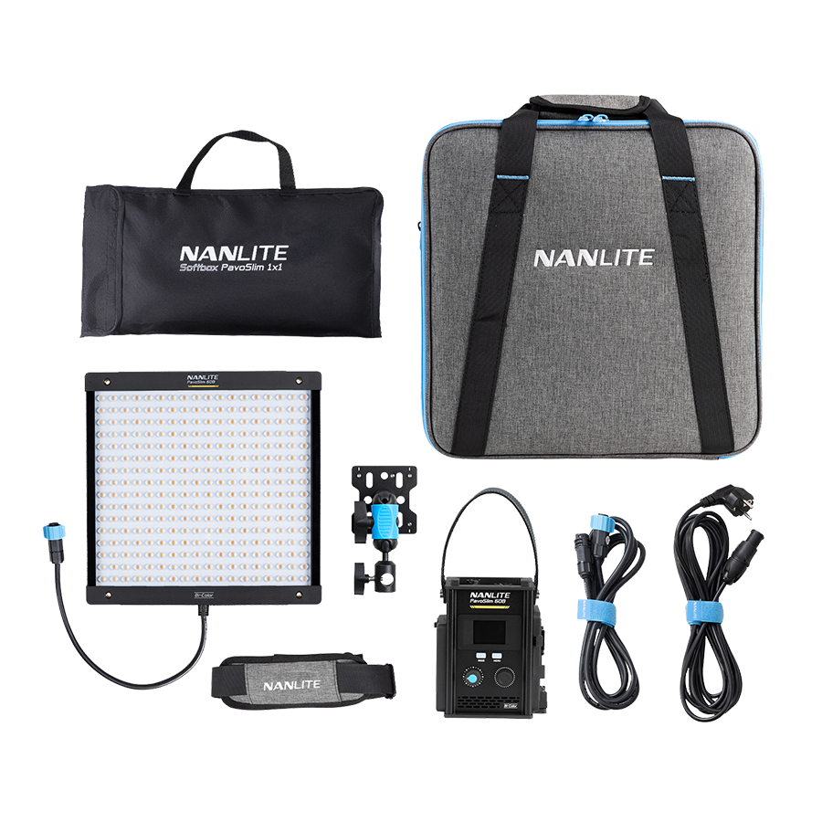 Nanlite PavoSlim 60B 1x1 Bi-Color LED Panel Light with Softbox & Eggcrate Kit