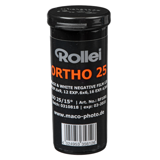 Rollei Ortho 25 Black & White Negative 120 Format Film